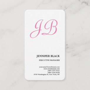 Feminine Linen Monogrammed Minimalist Modern Plain Visitekaartje