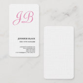 Feminine Linen Monogrammed Minimalist Modern Plain Visitekaartje (Voorkant / Achterkant)