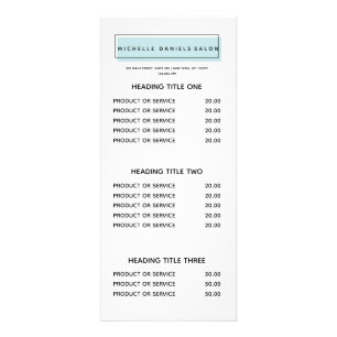 Feminine Logo Blauw Prijslijst van Hair Salon Reclamekaart