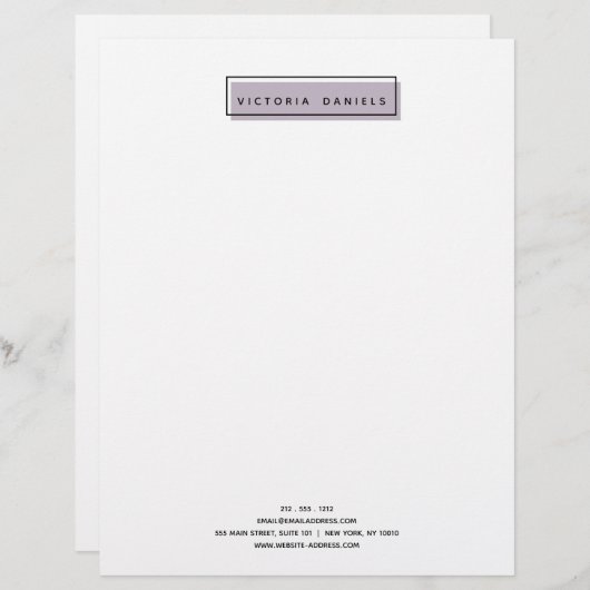 Feminine Logo | Lavender | Minimale professionele  Briefhoofd (Voorkant / Achterkant)