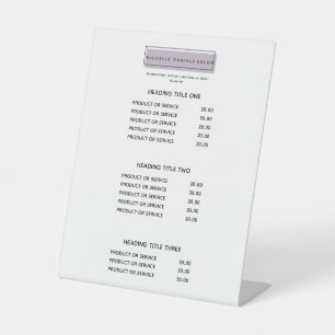 Feminine Logo   Lavender   Prijslijst Salon Spa Reclamebord Met Voetstuk