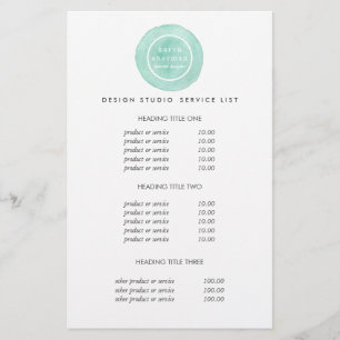 Feminine logo turquoise Prijzen en diensten Flyer