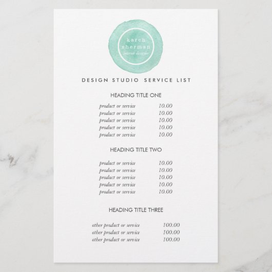 Feminine logo turquoise | Prijzen en diensten Flyer (Voorkant)