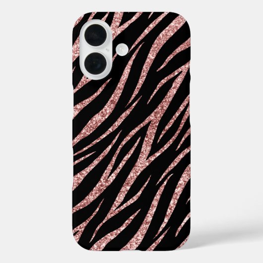 Feminine Luxe zwart Roos Gold Classy Zebra Afdrukk Case-Mate iPhone Case (Achterkant)