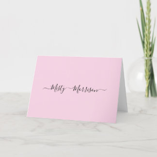 Feminine Minimalist Modern Roze Script Custom Name Bedankkaart