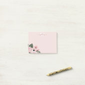 Feminine Moderne Monogram Roze Floral Post-it Note (Op bureau)