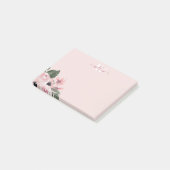 Feminine Moderne Monogram Roze Floral Post-it Note (Schuin)