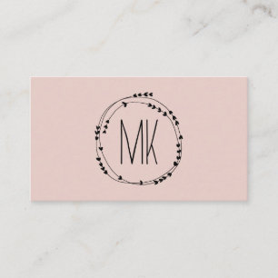Feminine Monogram Wreater Girly Blush Pink Visitekaartje