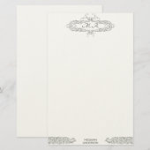 Feminine Monogrammed Persoonlijke Initialen Briefpapier (Voorkant / Achterkant)
