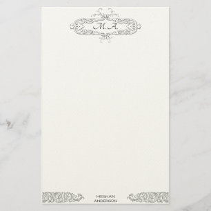 Feminine Monogrammed Persoonlijke Initialen Briefpapier