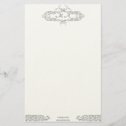Feminine Monogrammed Persoonlijke Initialen Briefpapier (Voorkant)