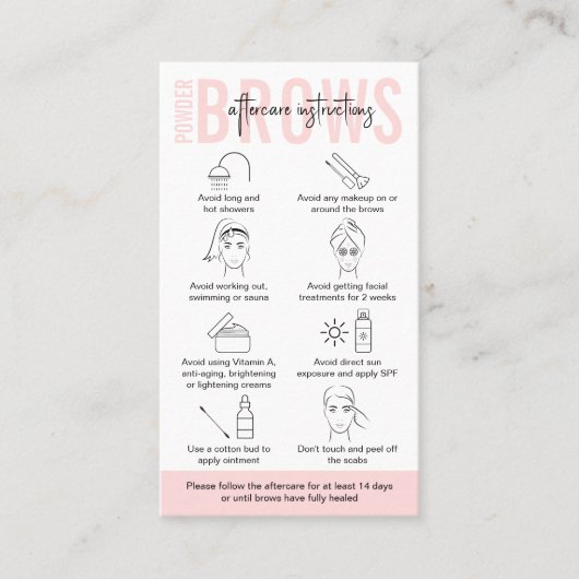 Feminine Ombre Powder Brows Aftercare Instructions Visitekaartje (Voorkant)