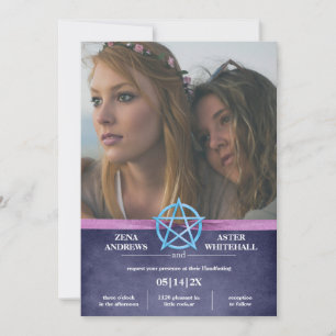 Feminine Paarse Wicca Pentacle Handfasting Kaart