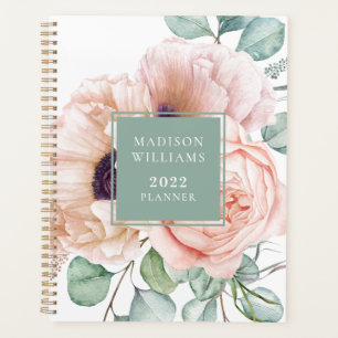 Feminine Pink and Beige Poppies Waterverf Floral Planner