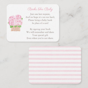 Feminine Pink Floral Baby Girl Shower brengt boek  Informatiekaartje