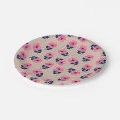 Feminine Pink Floral Beige Polka Dots Design Papieren Bordje (Gekanteld)