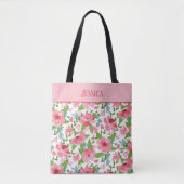 Feminine Pink Floral Pattern Draagtas (Voorkant)
