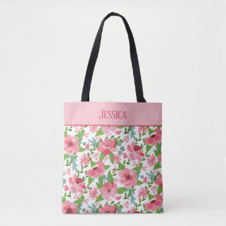 Feminine Pink Floral Pattern Draagtas
