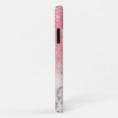 Feminine Pink Glitter Ombre Marble Monogram Case-Mate iPhone Case (Achterkant/rechts)