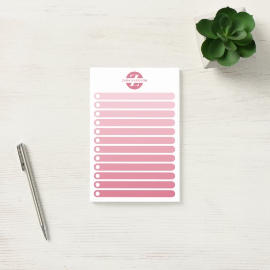 Feminine Pink Gradient Monogram To Do List Post-it® Notes (Kantoor)