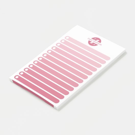 Feminine Pink Gradient Monogram To Do List Post-it® Notes (Schuin)