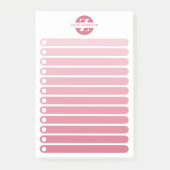Feminine Pink Gradient Monogram To Do List Post-it® Notes (Voorkant)