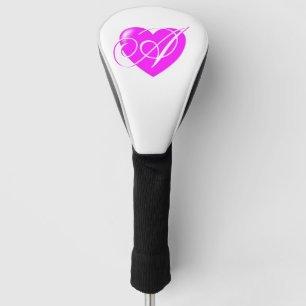 Feminine Pink Heart Aangepast Monogram Golfheadcover