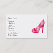 Feminine Pink Plaid Cartes de visite (Devant)