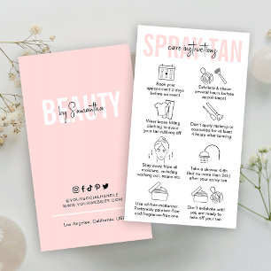 Feminine Pink Spray Tan Aftercare Instructions Visitekaartje