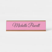 Feminine Pink Trendy Script Modern Plain Bureau Naambordje (Voorkant)