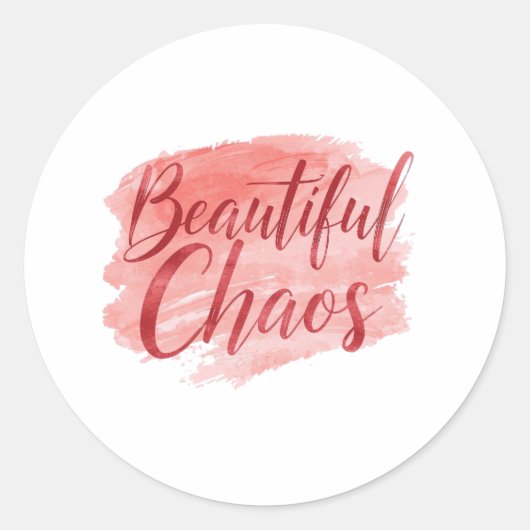 Feminine Pink Watercolor Beautiful Chaos Ronde Sticker (Voorkant)