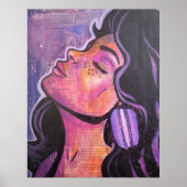 Feminine-Pop van 80 s zwart-Paarse haarkleurlaag P Poster (Voorkant)