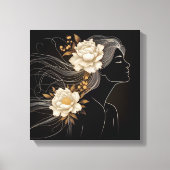 Feminine Profile with Butterflies in Flight Canvas Afdruk (Voorkant)