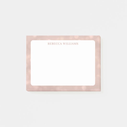 Feminine Roos Gold Bokeh Pattern Name Sjabloon Post-it® Notes (Voorkant)