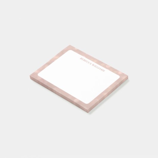 Feminine Roos Gold Bokeh Pattern Name Sjabloon Post-it® Notes (Schuin)