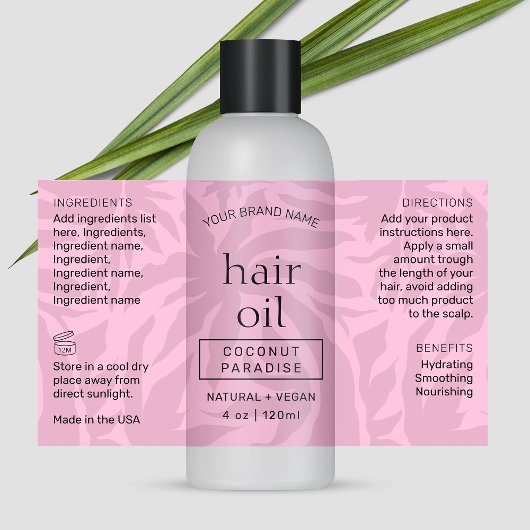 Feminine rose moderne 4 OZ Étiquette de bouteille