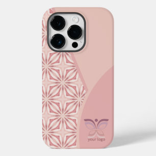 Feminine roze Logo of QR-code Geometrisch patroon Case-Mate iPhone 14 Pro Hoesje