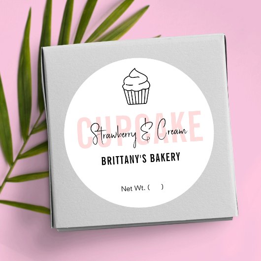 Feminine Roze Script Cupcake Flauwnaam Ronde Sticker