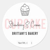 Feminine Roze Script Cupcake Flauwnaam Ronde Sticker (Voorkant)