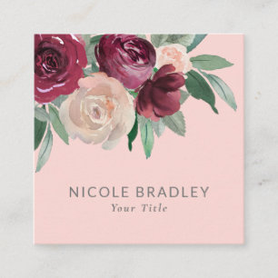 Feminine Roze Waterverf Bloemen Visitekaartje
