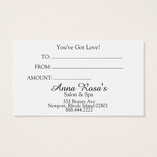 *~* Feminine Salon & Spa Chic Abstract Artistic Visitekaartje (Achterkant)