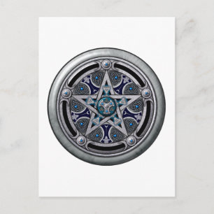 Feminine Silver Pagan Pentacle Briefkaart