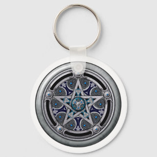 Feminine Silver Pagan Pentacle Sleutelhanger