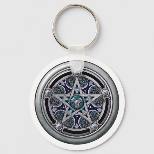 Feminine Silver Pagan Pentacle Sleutelhanger (Voorkant)