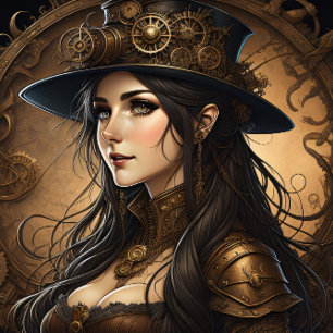 Feminine steampunk woman v11 tissue paper Decoupag Tissuepapier