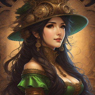 Feminine steampunk woman v8 tissue paper Decoupage Tissuepapier