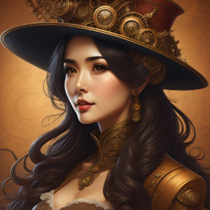 Feminine steampunk woman v9 tissue paper Decoupage Tissuepapier