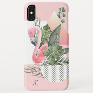 Feminine Tropical Flamingo met Monogram iPhone XS Max Hoesje