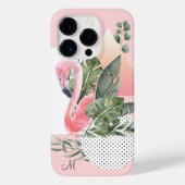 Feminine Tropical Flamingo met Monogram Case-Mate iPhone Case (Achterkant)