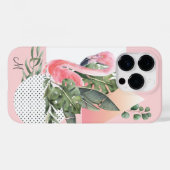 Feminine Tropical Flamingo met Monogram Case-Mate iPhone Case (Achterkant (horizontaal))